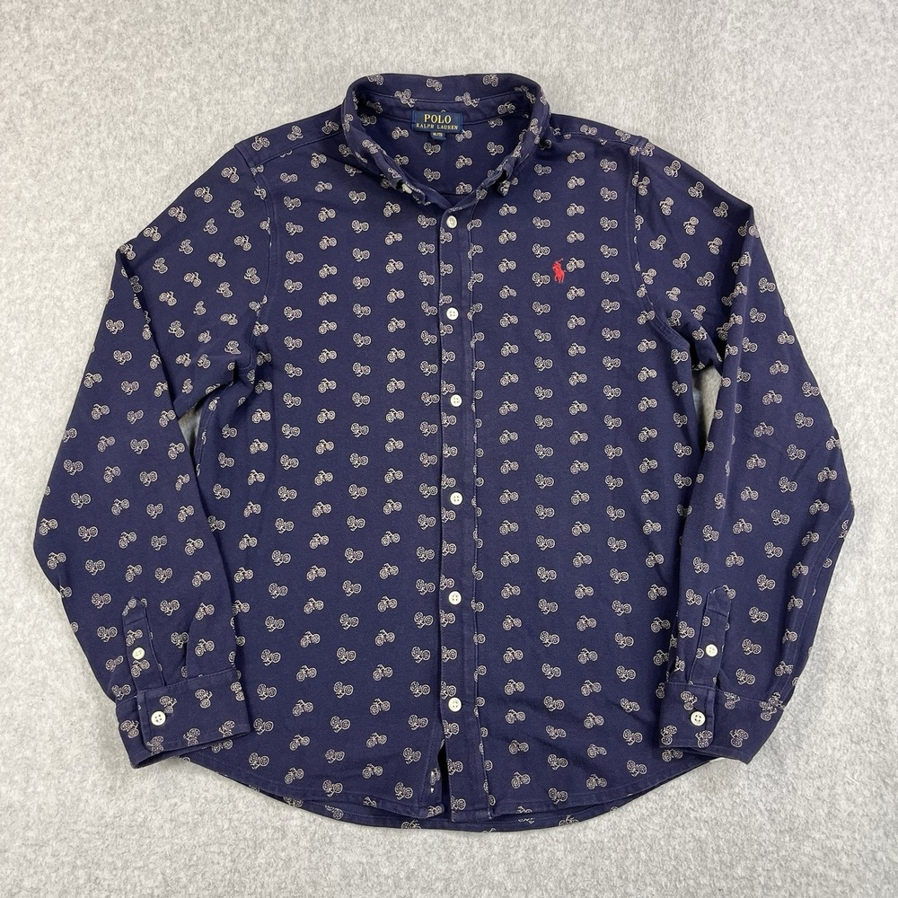 Polo Ralph Lauren Shirt Youth XL 18/20 Bicycle Logo Long Sleeve Button Down
